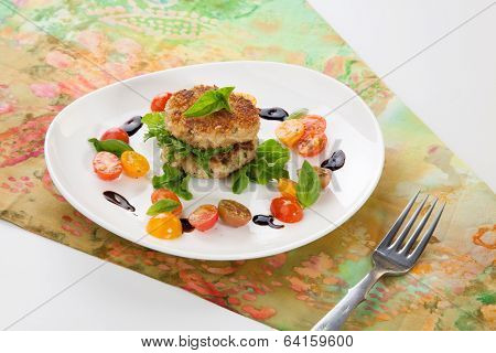 Crab Cakes And Tomato Salad