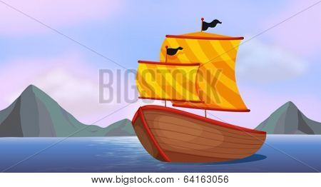 Illustration of a ship at the ocean