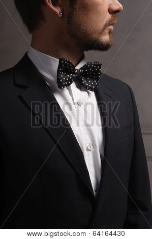 Young Caucasian Dark Hair Man In Suit