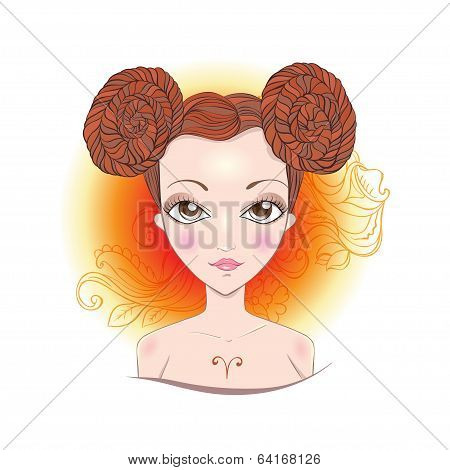 Vector illustration of Aries zodiac sign.