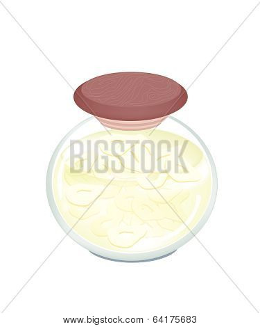 Sliced Of Preserved Bamboo Shoot In A Jar