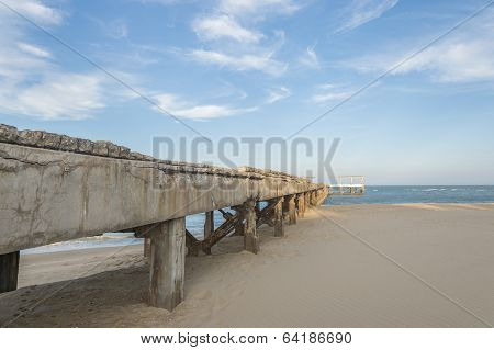 Broken old bridge in the afternoon