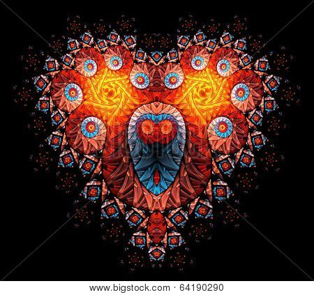 Symbolic diamond heart-shaped red heart that symbolizes love