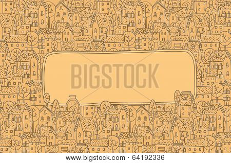 Greeting Card With City Pattern And A Window For Text