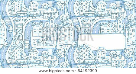 Greeting Card With City Pattern And A Window For Text