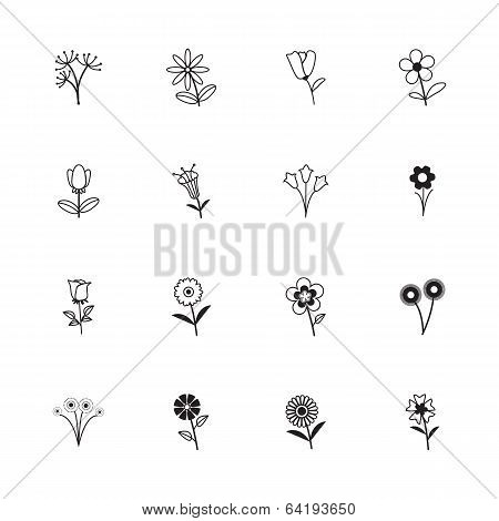 Flower Icons. Vector Illustration