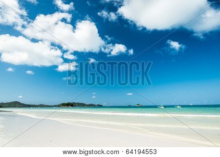 white sand beach with turquoise sea