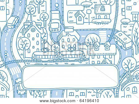 Greeting Card With City Pattern And A Window For Text