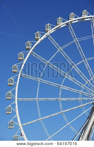 noria booths with blue sky in Zaragoza, Aragon, Spain