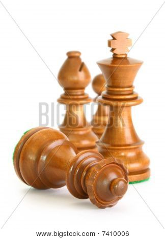 Chess pieces on white background
