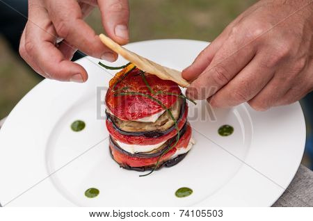 Skewer Of Eggplant Tomato Mozzarella