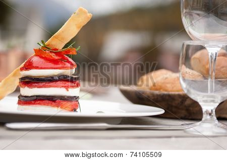 Skewer Of Eggplant Tomato Mozzarella