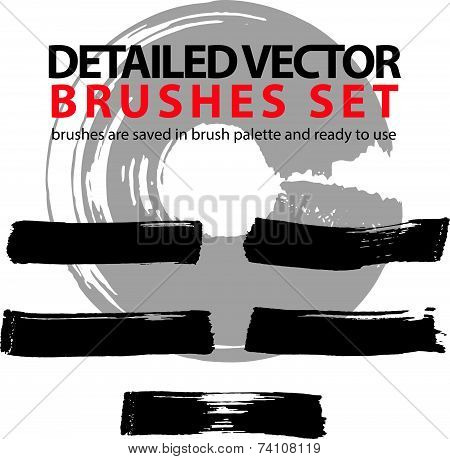 Brush strokes palette, set of black hand-drawn acryl highly detailed strokes. Ink drawn doddle art e