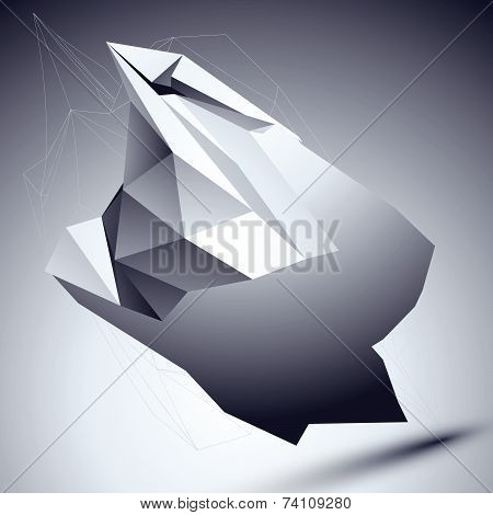 Blue contemporary technological misshapen construction, colorful abstract dimensional background wit