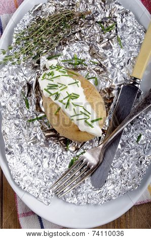 Baked Potato With Creme Fraiche And Chives