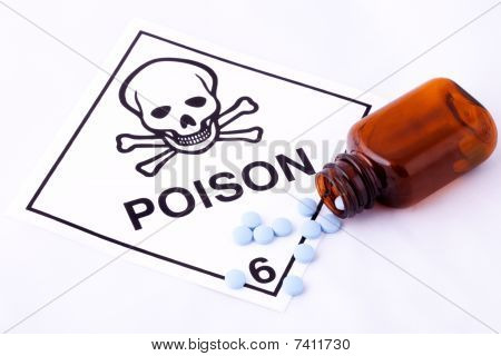 Píldoras azules y advertencia de veneno