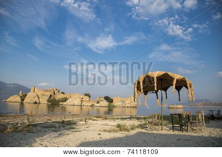 Bafa Lake Shore And Historical Castle Ruins, Bafa, Turkey, 2014