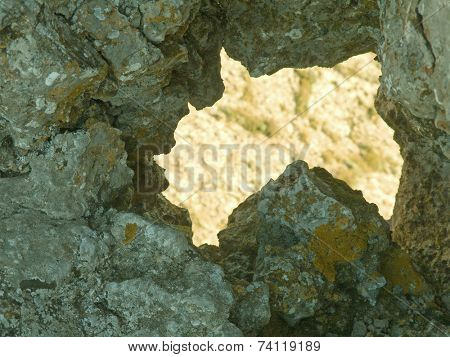 Big thorough crack in rock