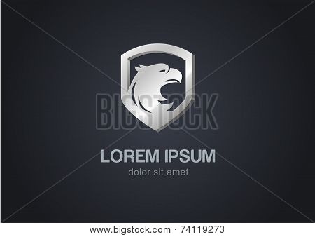 Bird In Shield Abstract Vector Logo Design Template. Luxury Emblem Concept Icon