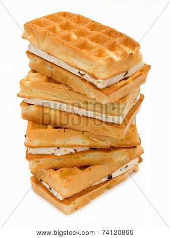 Pastry Viennese wafers, isolated on white background