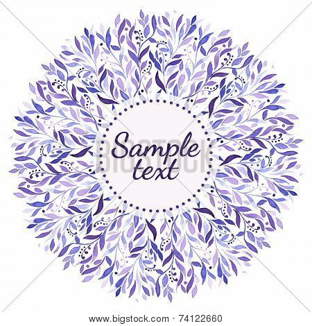 purple watercolor  floral ornament on the white background