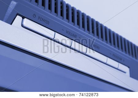TV control panel, blue toning, technology background