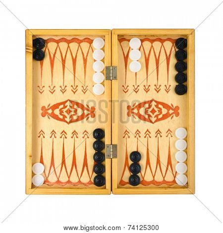 Retro backgammon game, isolated on white background