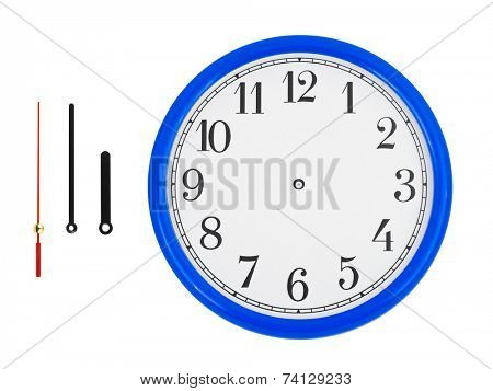 Clock and clock-hands isolated on white background