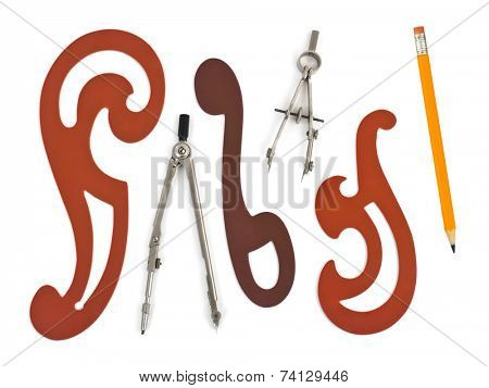 Drawing tools isolated on white background