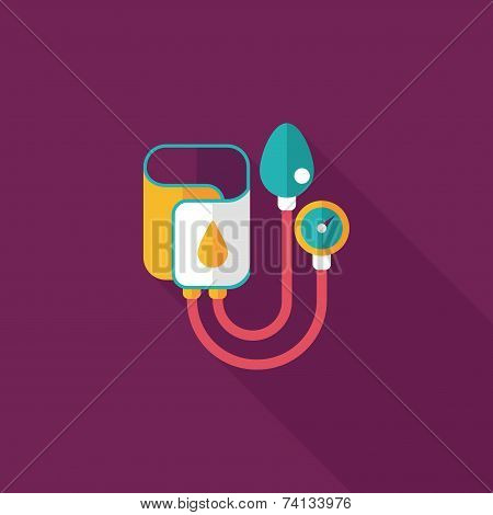 Sphygmomanometer Flat Icon With Long Shadow