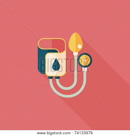 Sphygmomanometer Flat Icon With Long Shadow