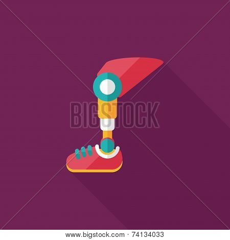 Prosthetic Leg Flat Icon With Long Shadow