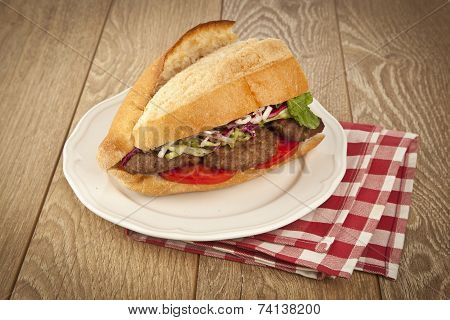 Delicious Turkish Kofte Sandwich (meatballs)