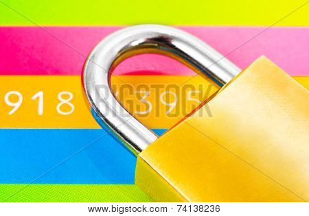 Lock and credit card - business security background