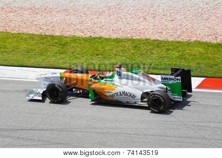 SEPANG, MALAYSIA - APRIL 8: Adrian Sutil (team Force India) at first practice on Formula 1 GP, April 8 2011, Sepang, Malaysia