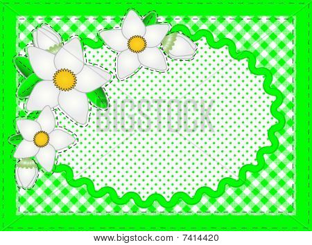 Vektor Oval ram med blommor och kopia utrymme