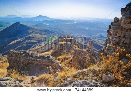 Old fort in Corinth, Greece - archaeology background