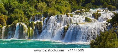 Waterfall KRKA in Croatia - nature travel background