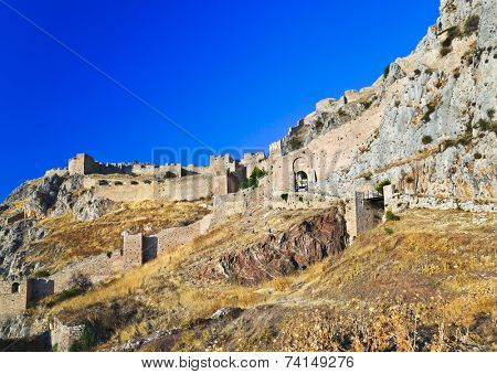 Old fort in Corinth, Greece - archaeology background