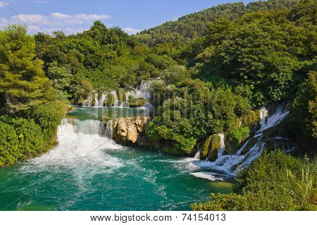 Waterfall KRKA in Croatia - nature travel background
