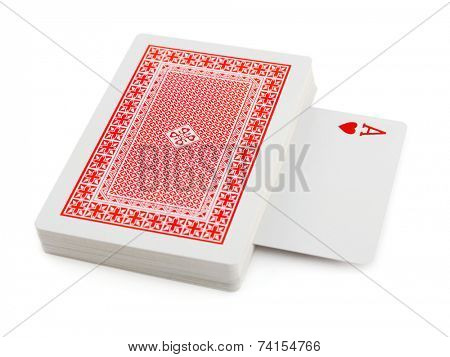 Deck of playing cards isolated on white background