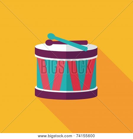 Drum Flat Icon With Long Shadow,eps10