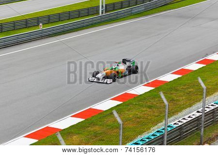SEPANG, MALAYSIA - APRIL 8: Adrian Sutil (team Force India) at first practice on Formula 1 GP, April 8, 2011, Sepang, Malaysia