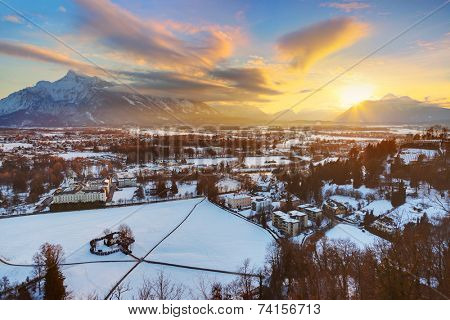 City and hangman house at sunset - Salzburg Austria