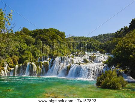 Waterfall KRKA in Croatia - nature travel background