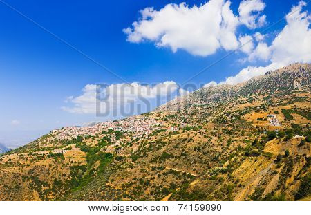 Resort of Arachova on mountain Parnassos, Greece - travel background