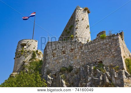 Old fort in Klis, Croatia - architecture background