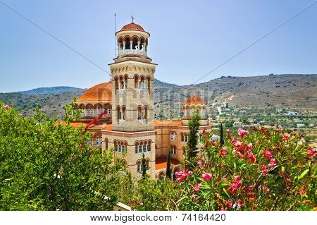 Church Agios Nectarios on island Aegina, Greece - religion background