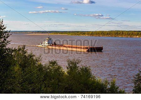 barge on river