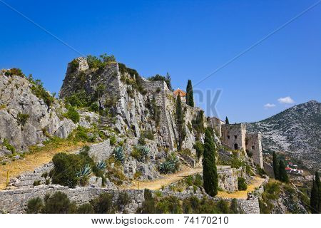 Old fort in Klis, Croatia - architecture background